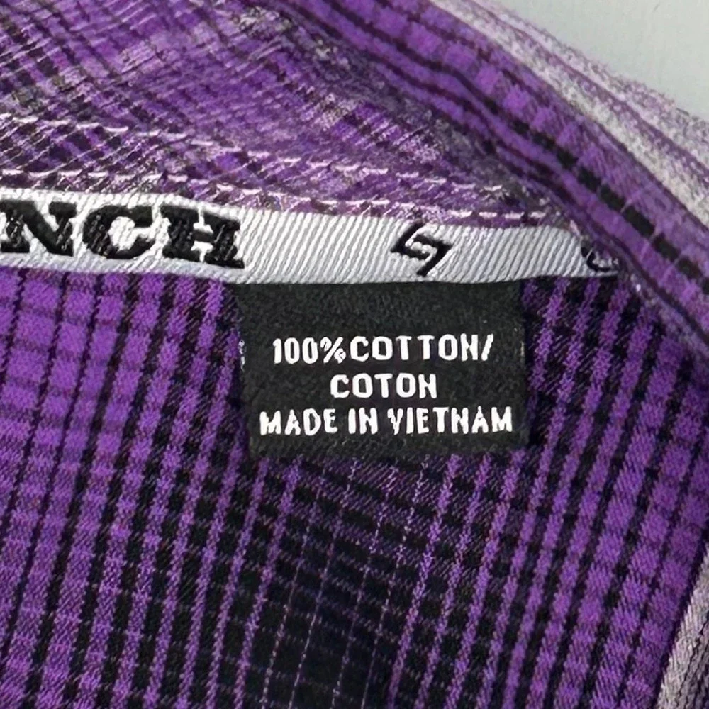 Garth Brooks Sevens by Cinch Mens XL Purple Plaid Western Snap Long Sleeve Shirt - Picture 5 of 11